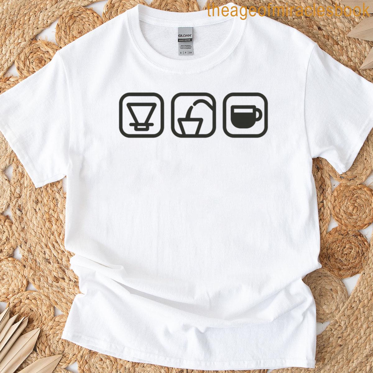Pour-over Sequence Dripper Bloom Sip Icon Set T-shirt