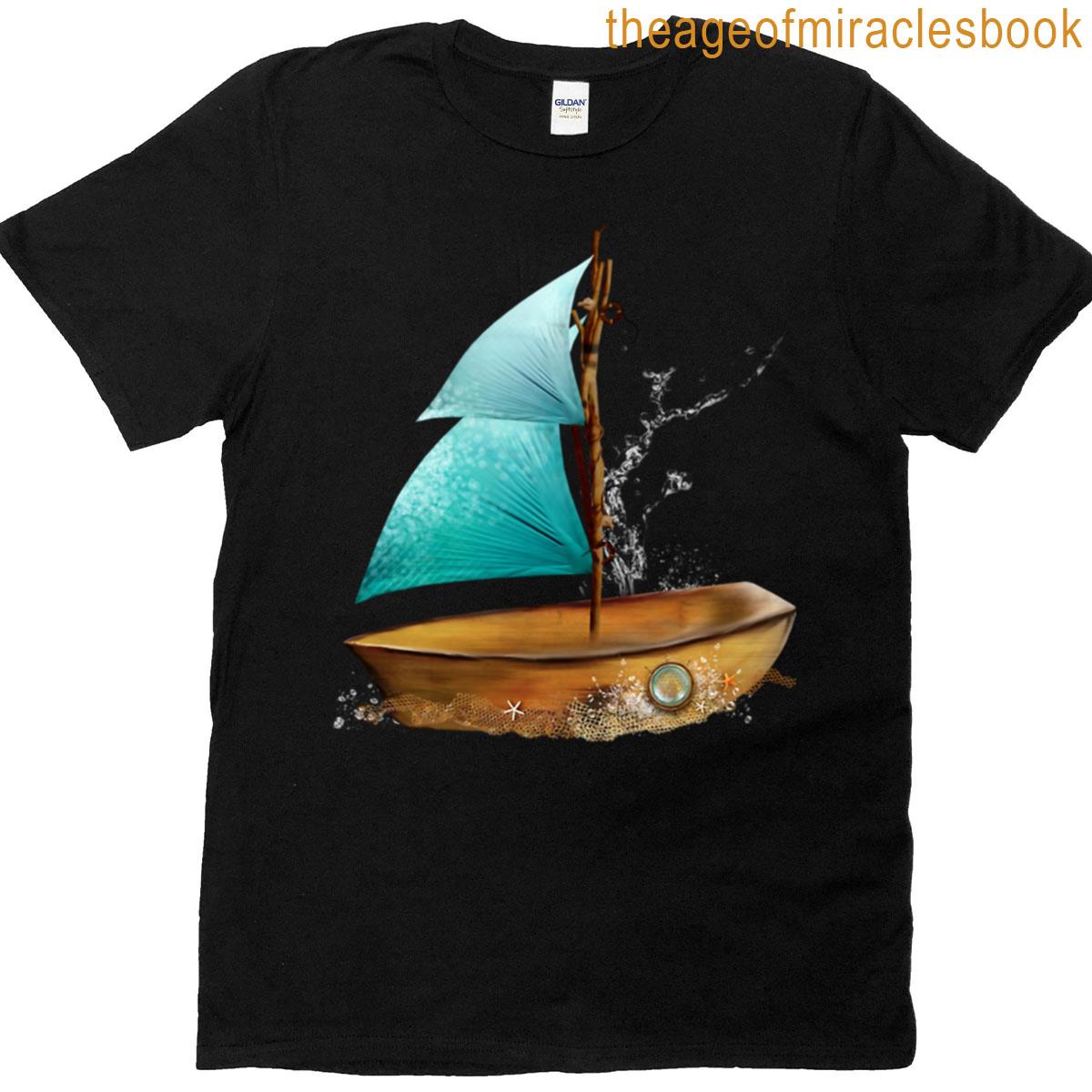 Sea Shell Sail Boat Nautical Oversized T-shirt