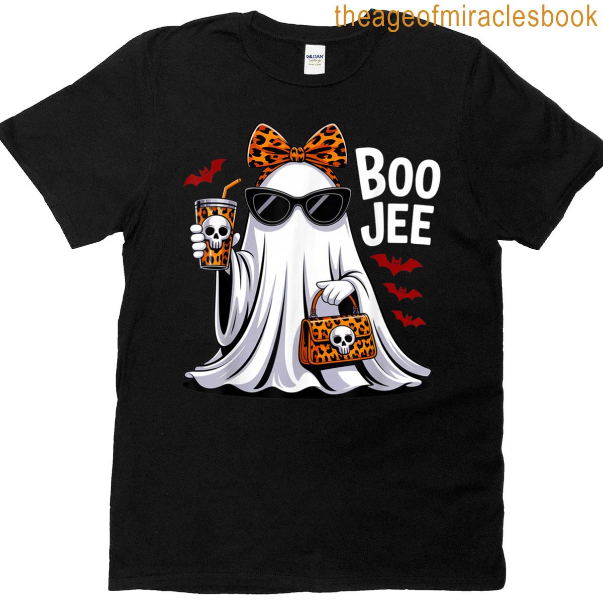 Coquette Leopard Ghost Coffee Boo Jee Halloween Boujee Ghost T-shirt