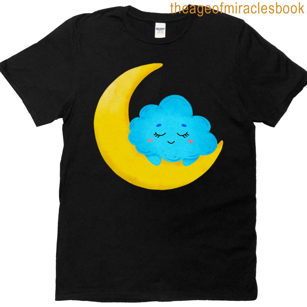 Cute Blue Cloud Sleeping On A Moon T-shirt
