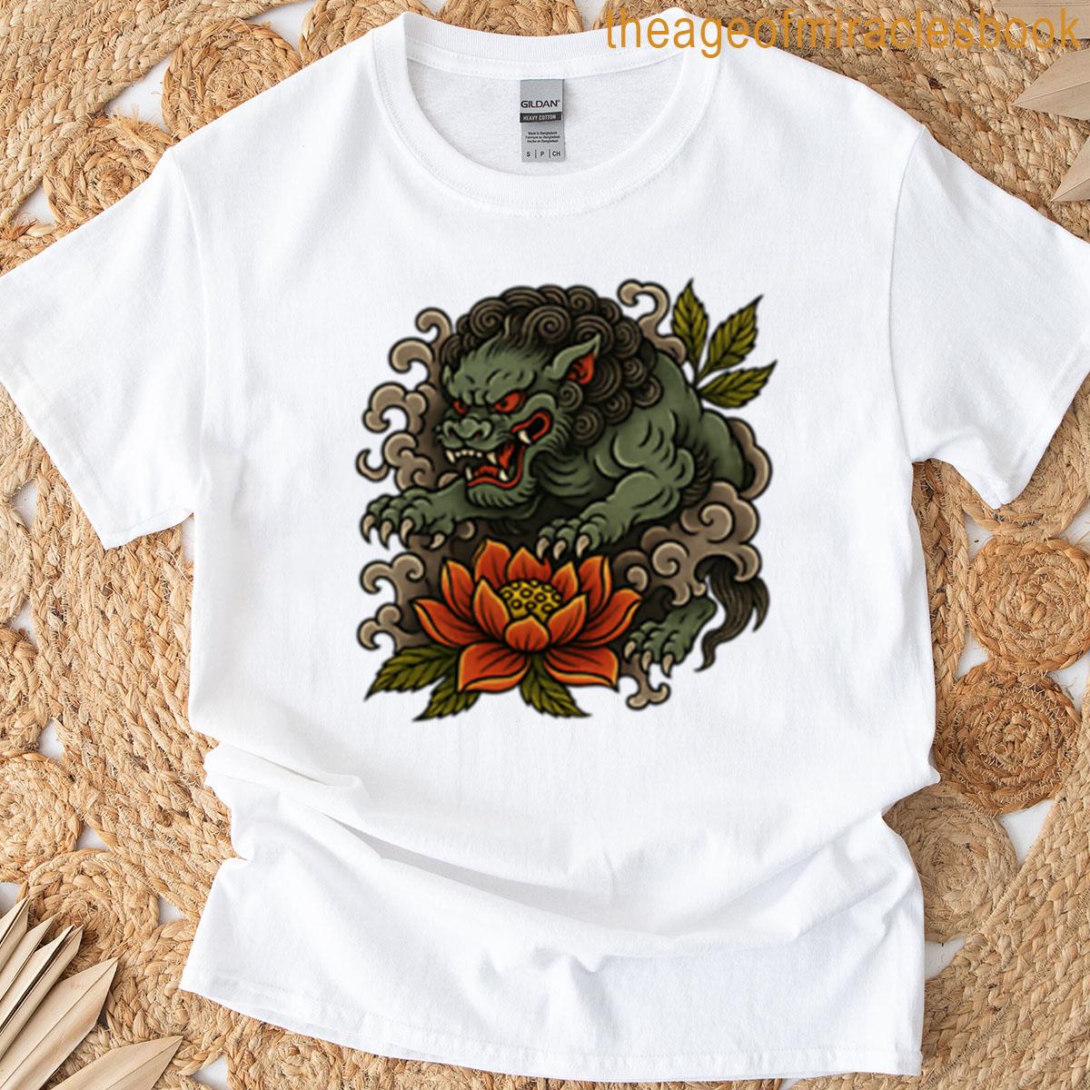 Fu Dog Guarding A Lotus T-shirt