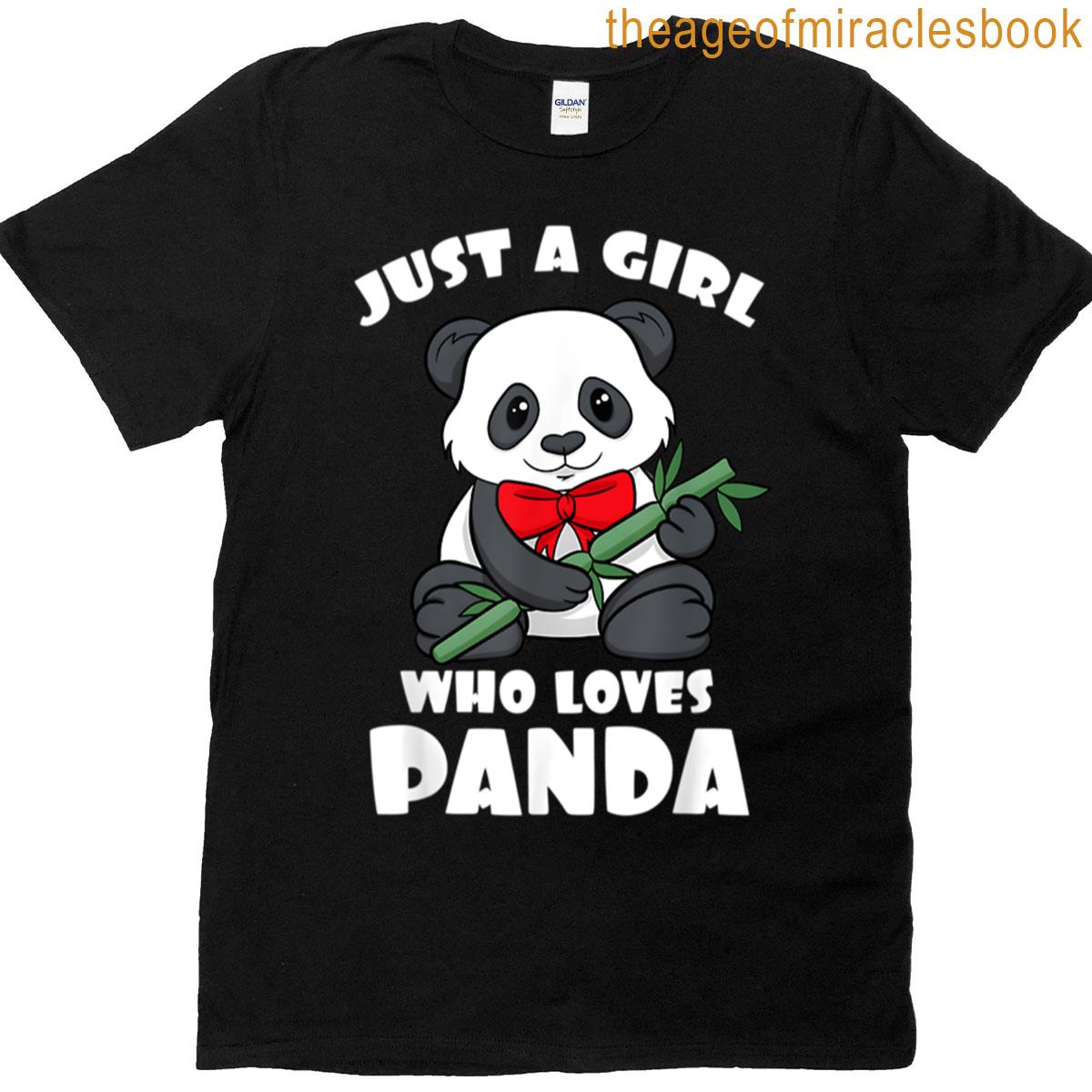 Just A Who Loves Panda Bamboo Black Patch Bear T-shirt