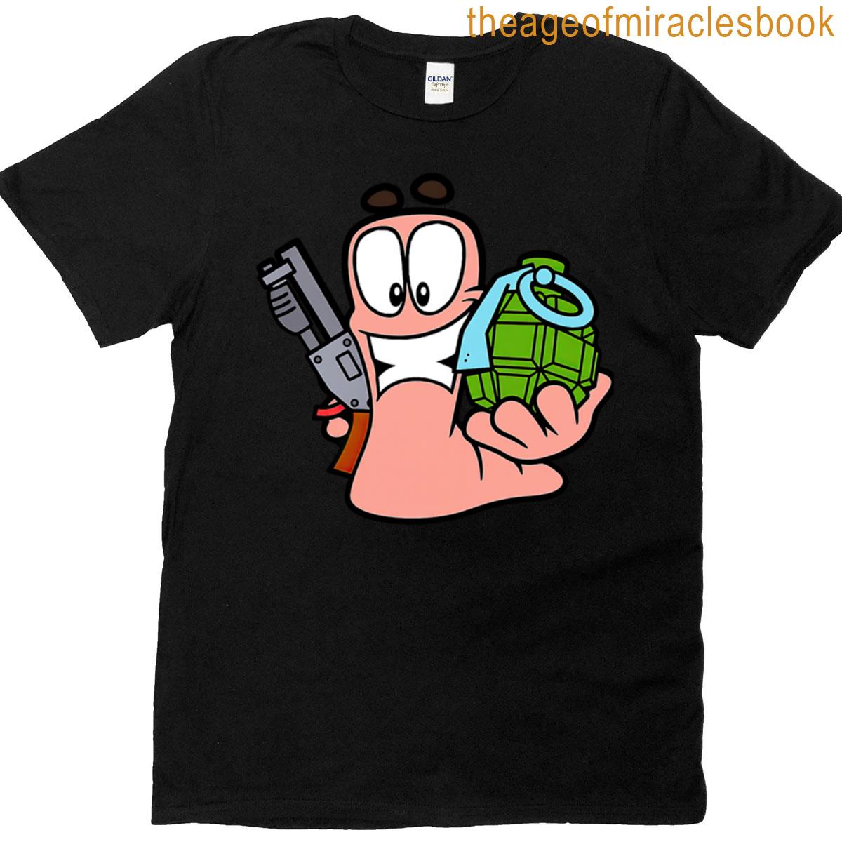 Retro Cartoon Battle Worm Explosive Turn-based Strategy Gaming T-shirt