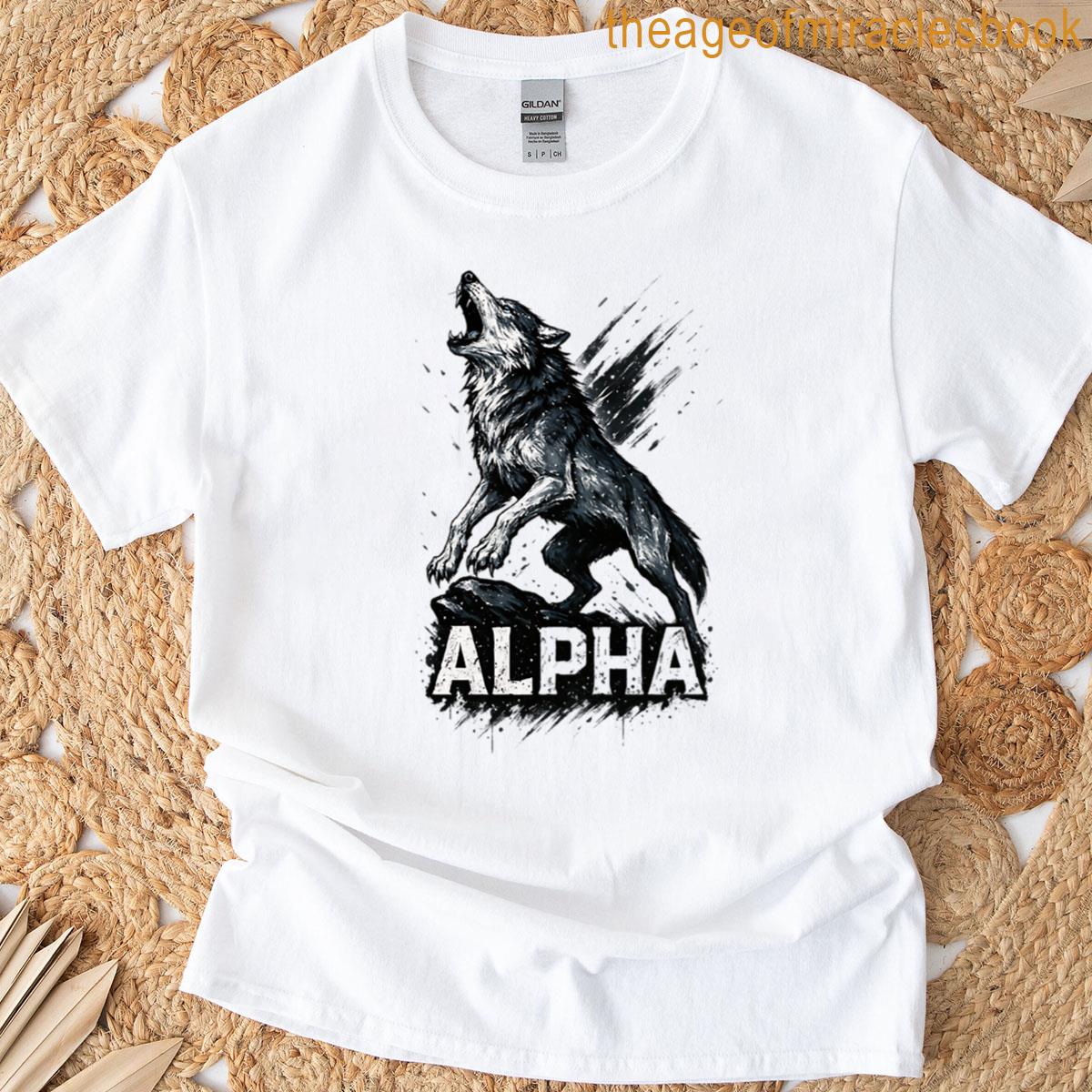 Alpha Wolf Mens Alpha Wolf Featuring A Wild Wolf And Dynamic Brushstroke T-shirt