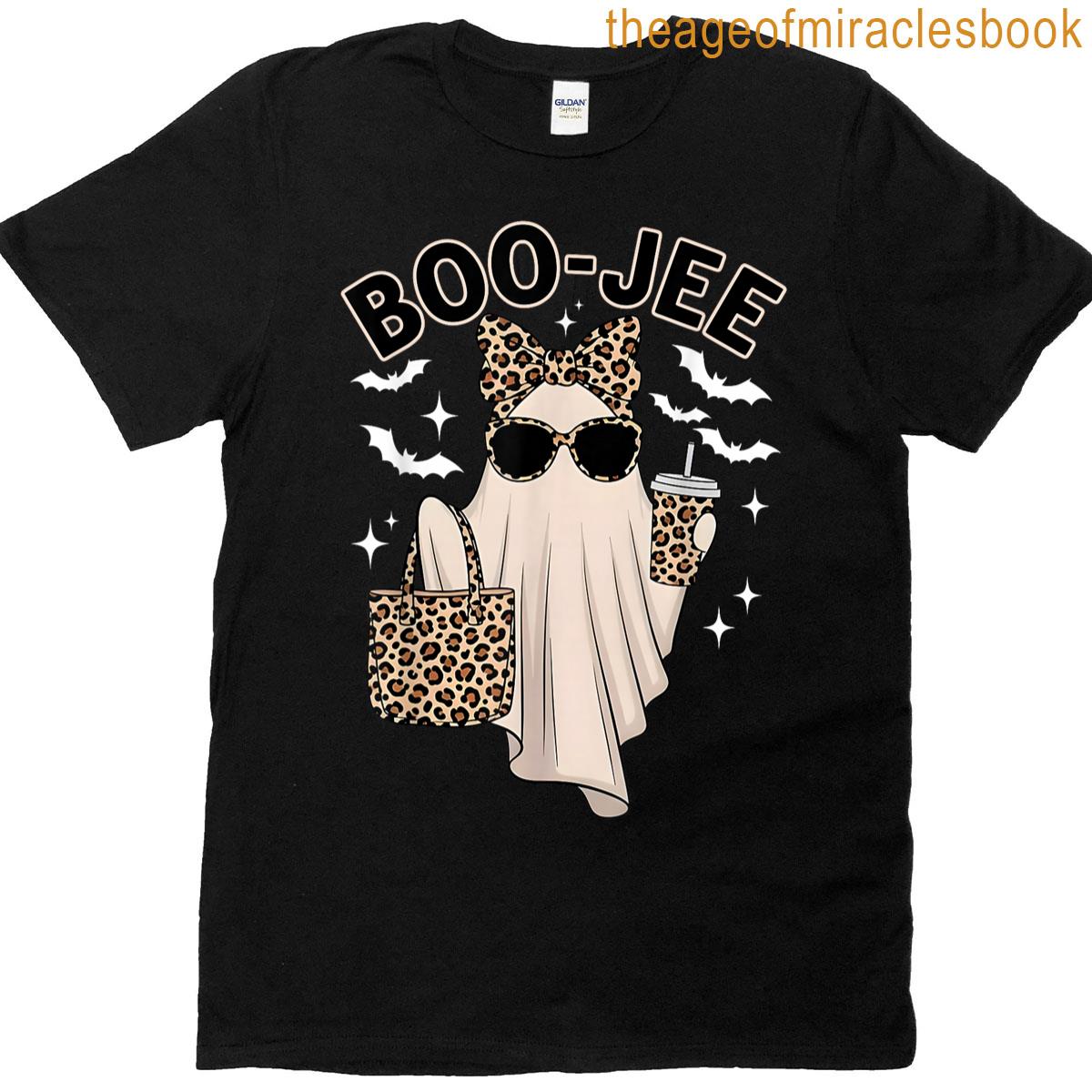 Coquette Leopard Ghost Coffee Boo-jee Halloween Boujee Ghost T-shirt