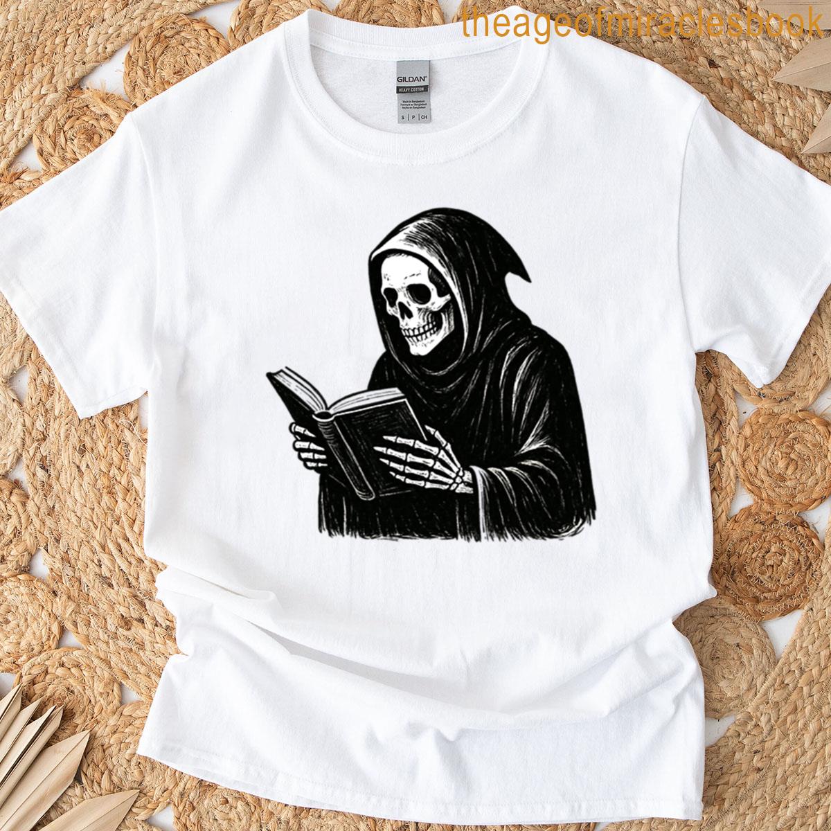 Death Reading A Good Book Oversized T-shirt
