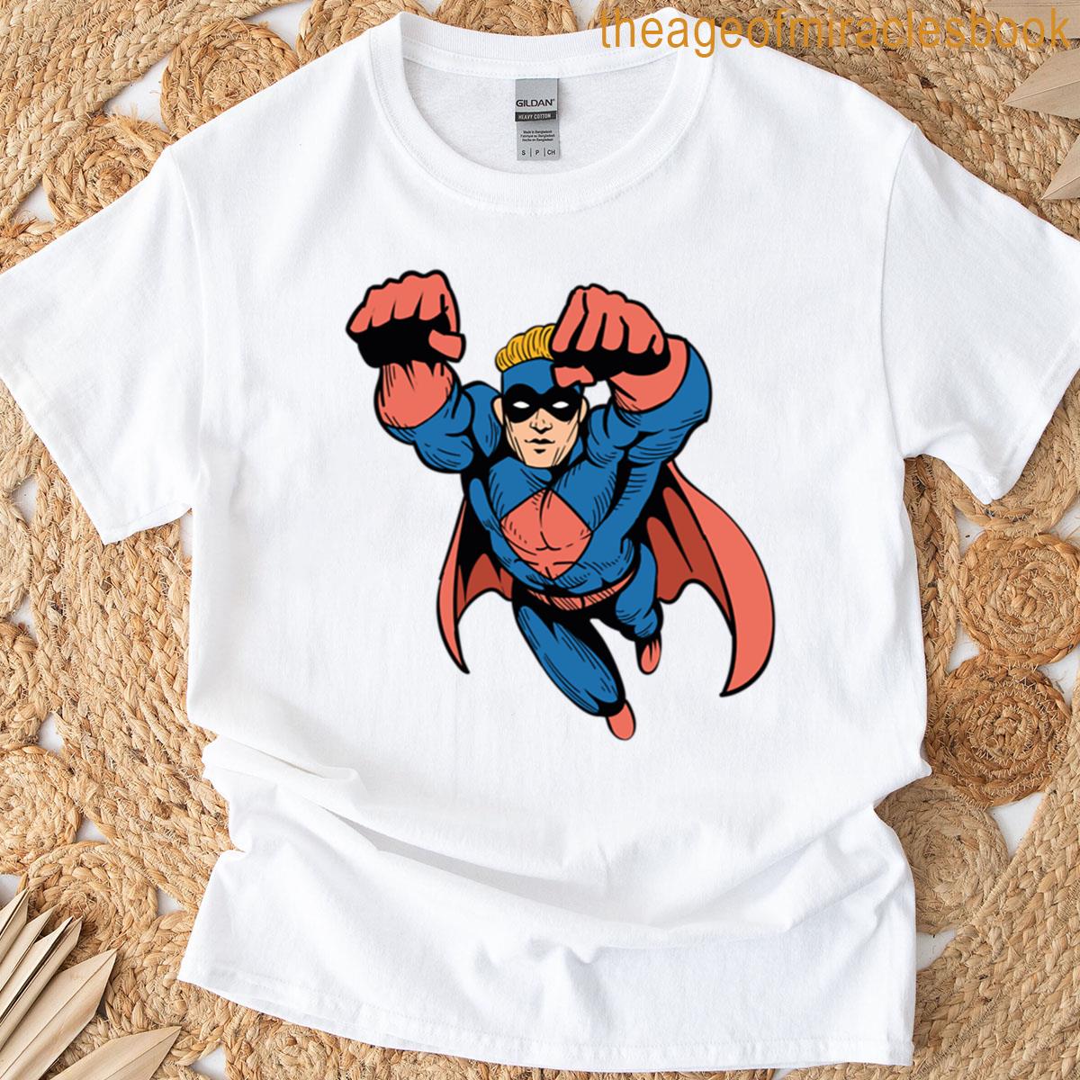 Flying Superhero Comic Action Pose Oversized T-shirt