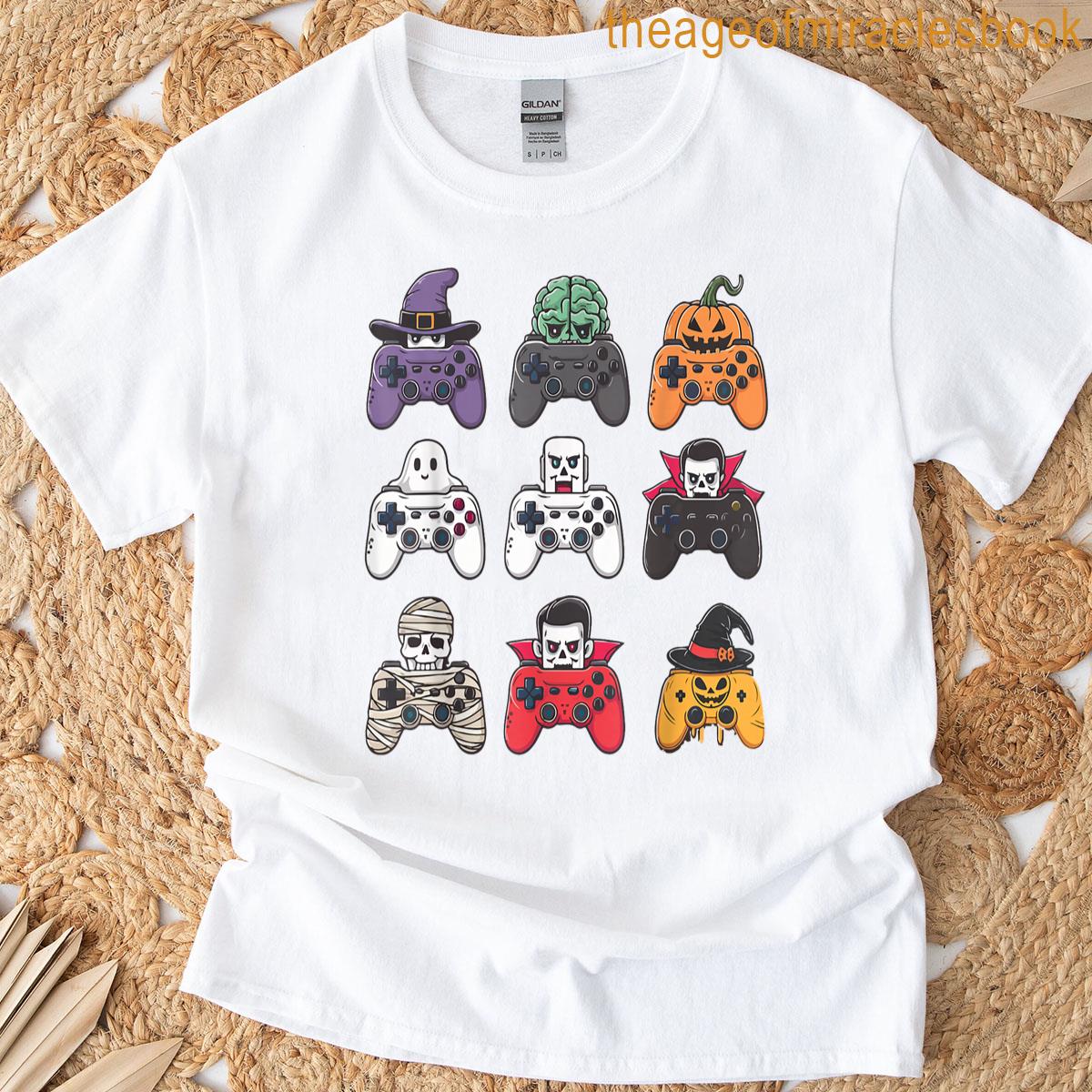 Halloween Gamer Spooky Game Controller Ghostpumpkinzombie T-shirt