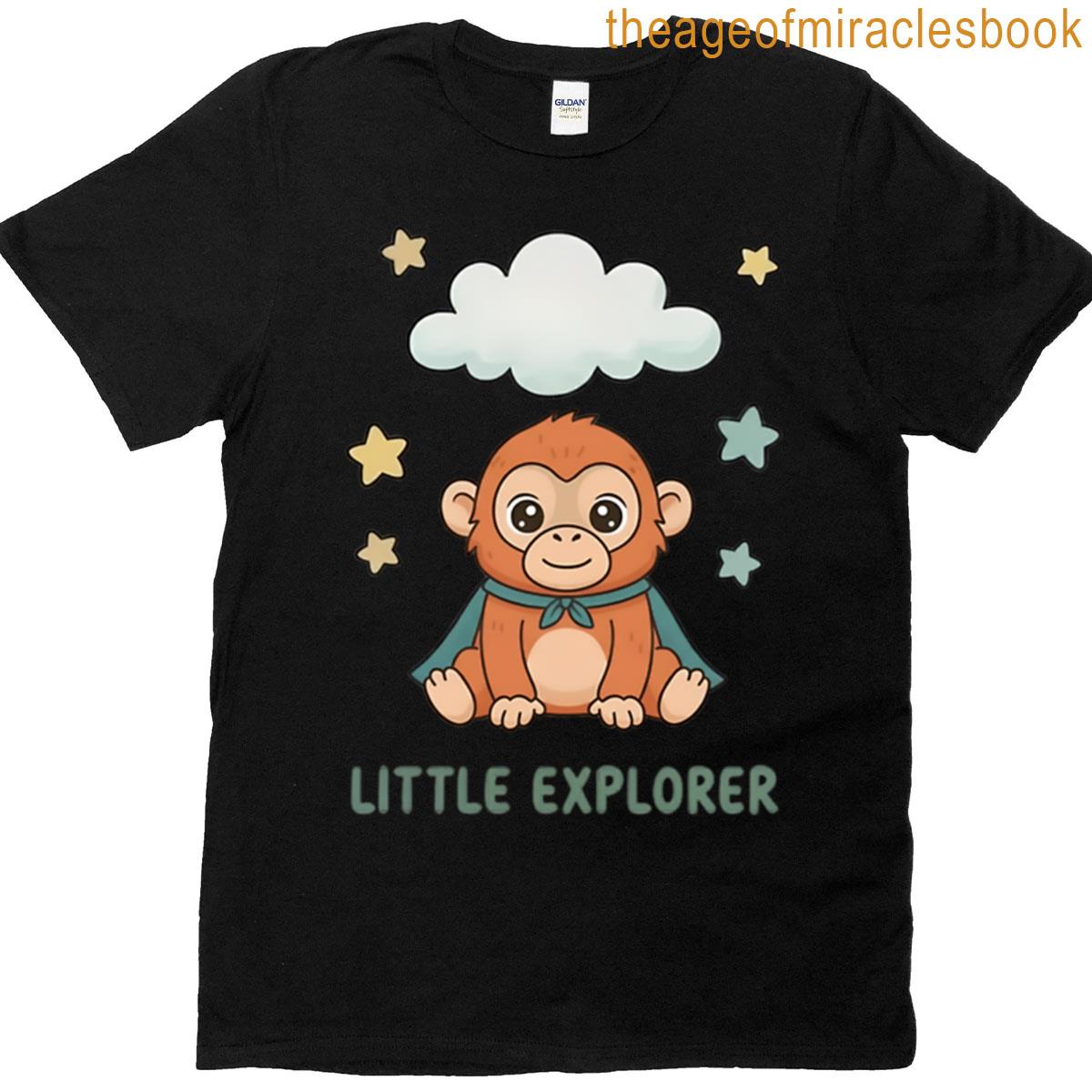 Little Explorer Monkey With Cloud And Stars T-shirt