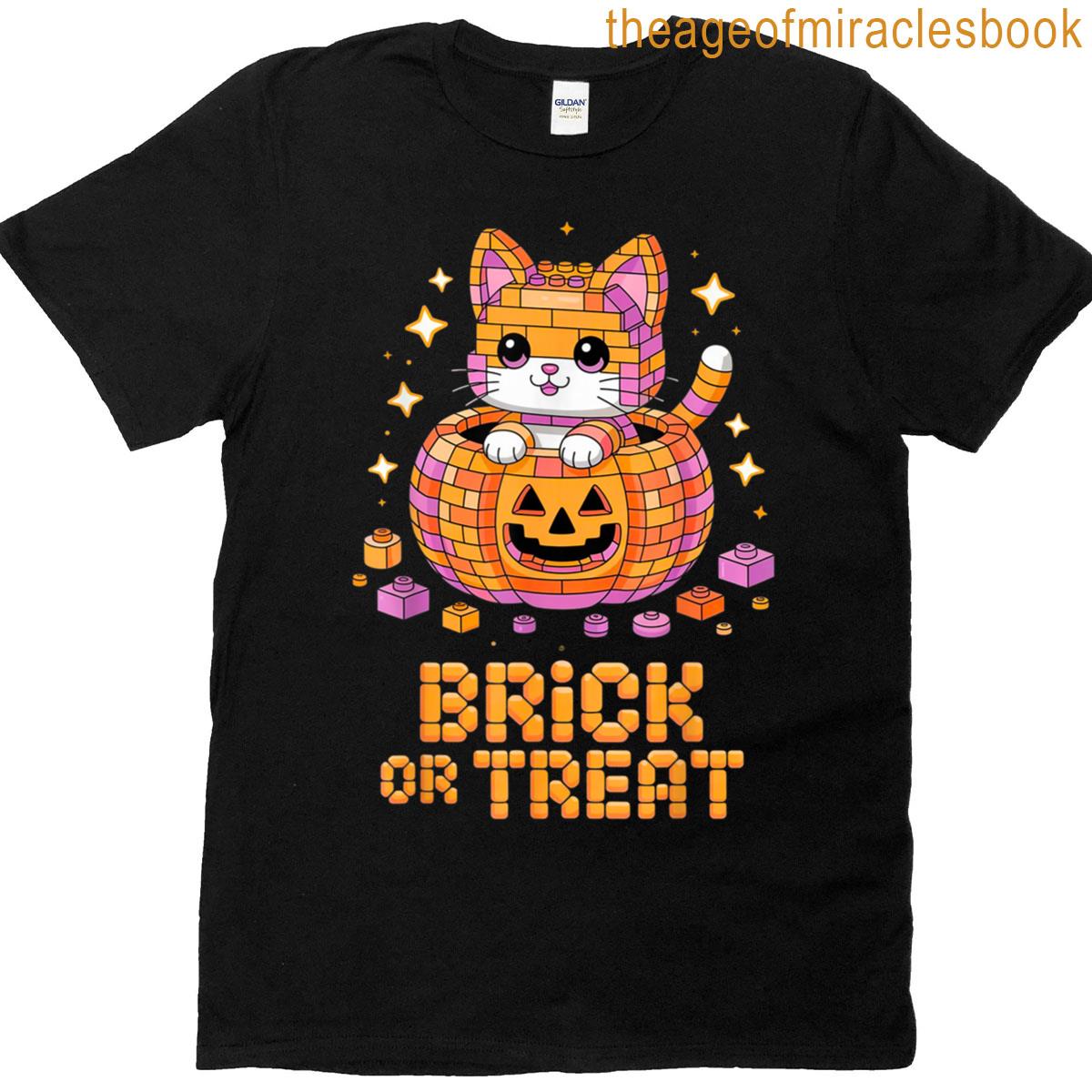 Master Builder Halloween Cat Lover Building Bricks Blocks T-shirt