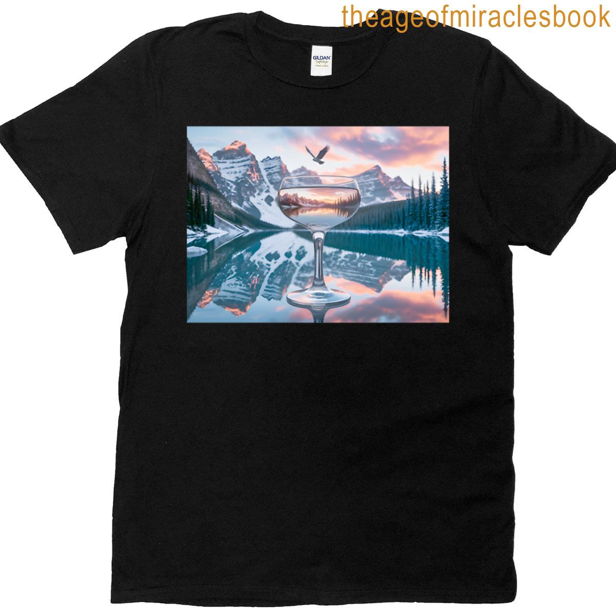 Mountain Sunset Reflection In A Glass T-shirt