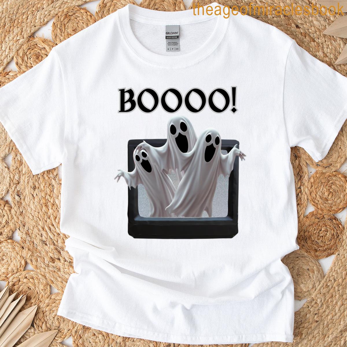 Boooo Retro Ghost Tv Halloween T-shirt