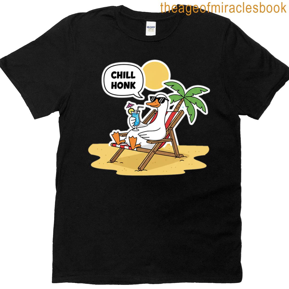 Chill Honk Goose Funny Beach Meme T-shirt
