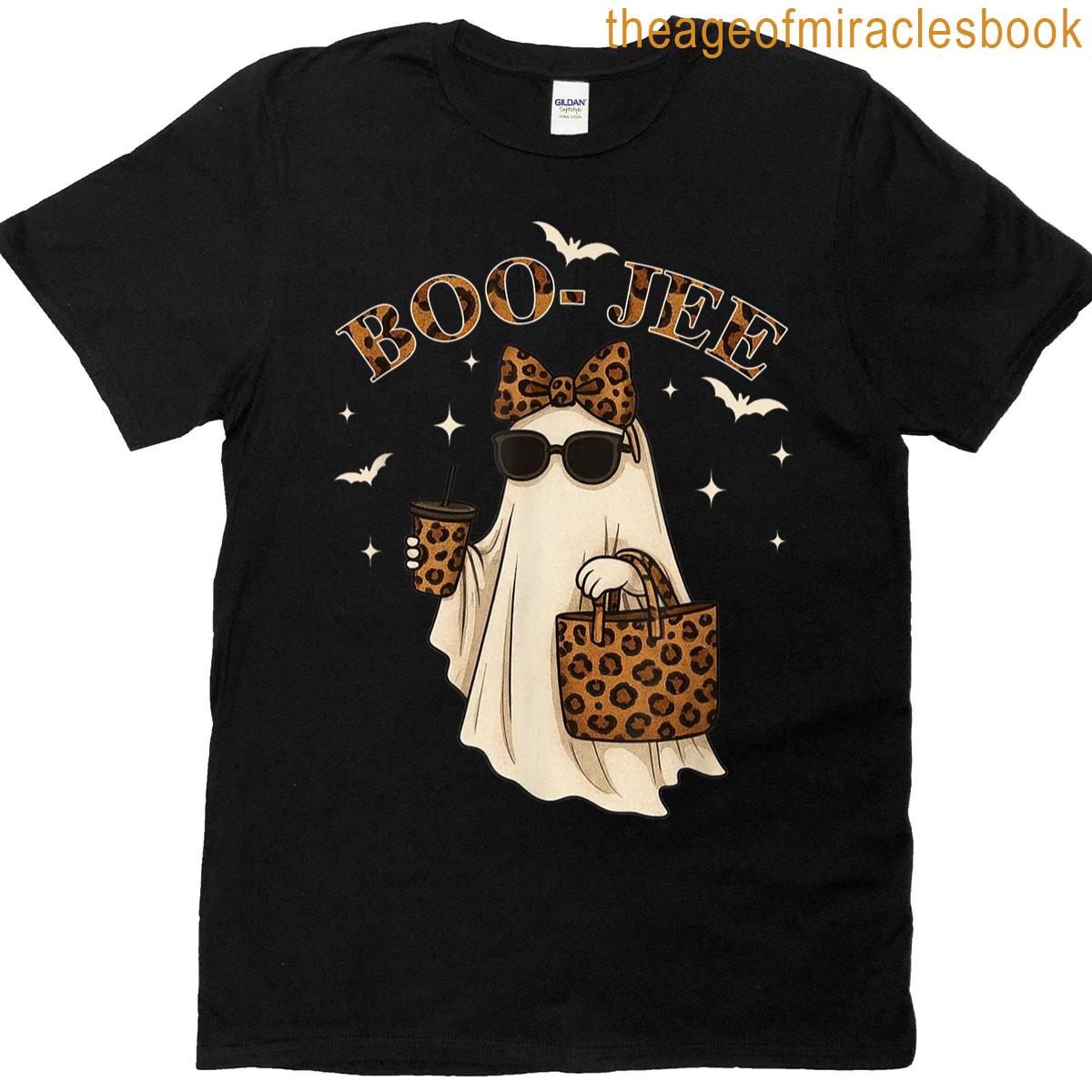 Coquette Leopard Ghost Coffee Boo Jee Halloween Boujee Ghost T-shirt