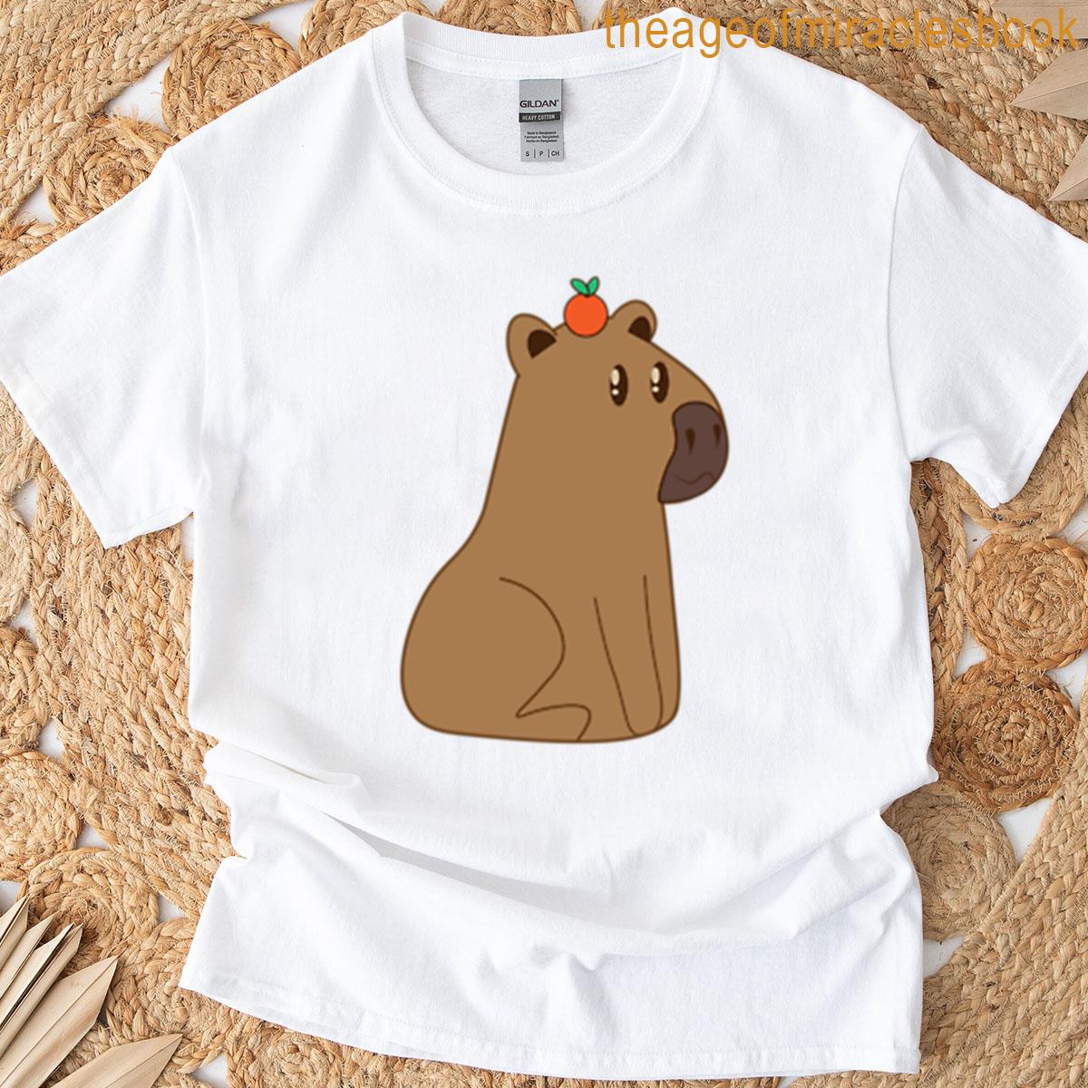 Cute Capybara With An Orange On Its Head T-shirt