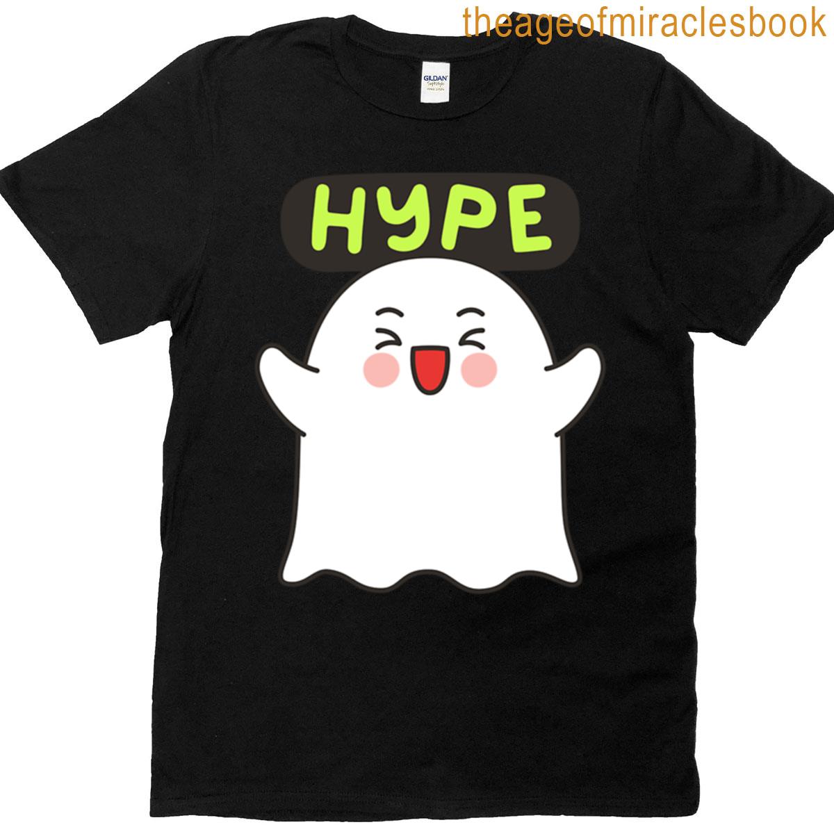 Cute Ghost Sticker With Hype Text Expression T-shirt