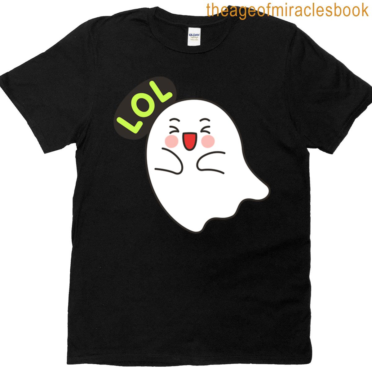 Cute Ghost Sticker With Lol Text Expression Oversized T-shirt