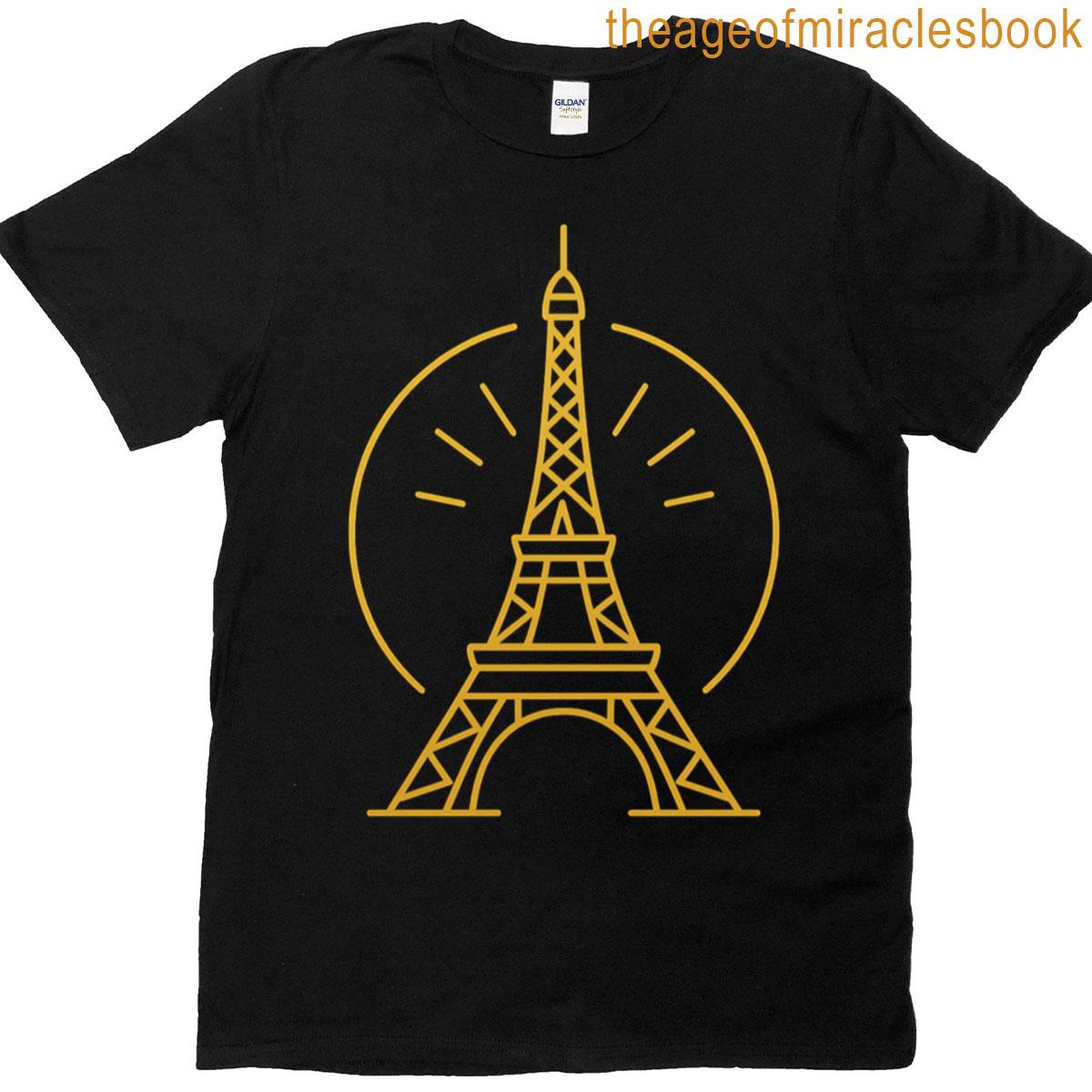 Golden Elegance Eiffel Tower T-shirt