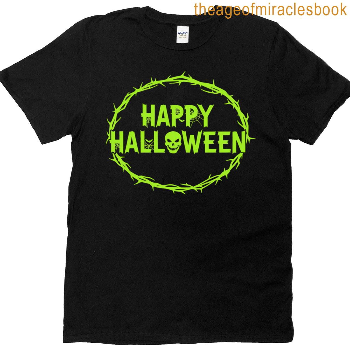 Happy Halloween Skull Web Thorn Circle T-shirt