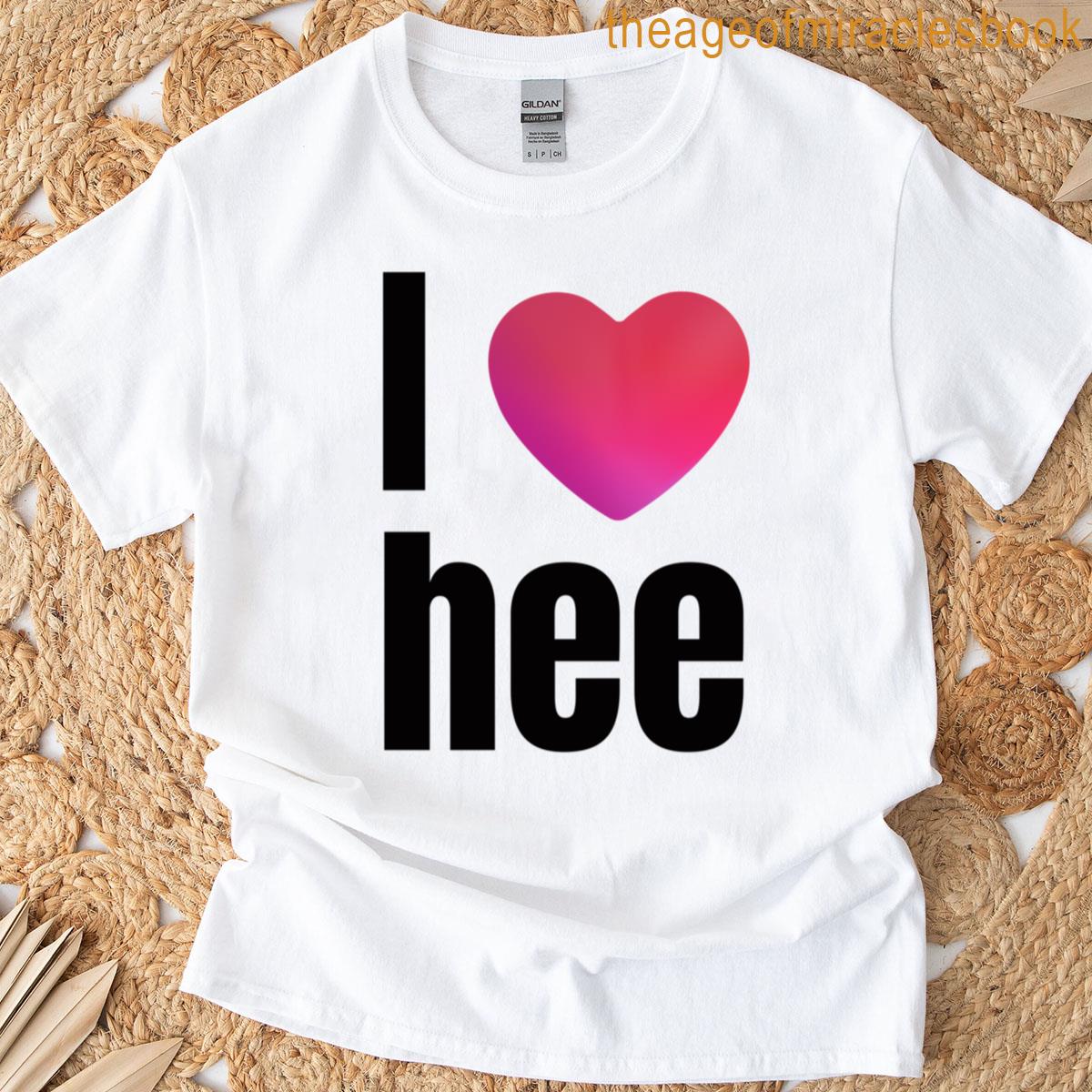I Love Hee Stacked Bold Text Style Oversized T-shirt