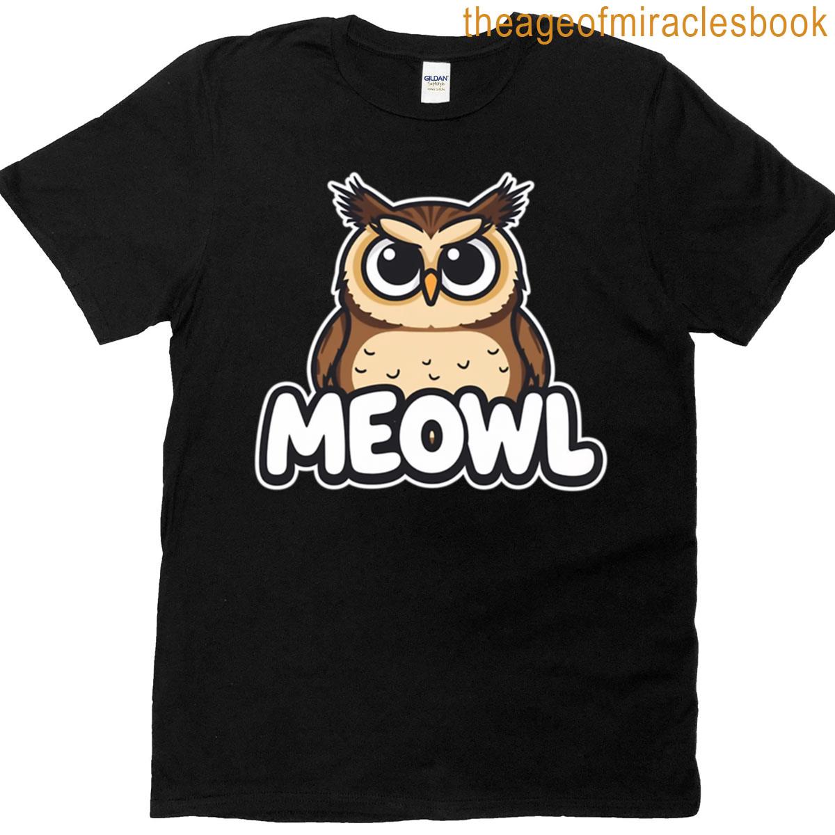 Meowl Funny Cat Owl Meme T-shirt