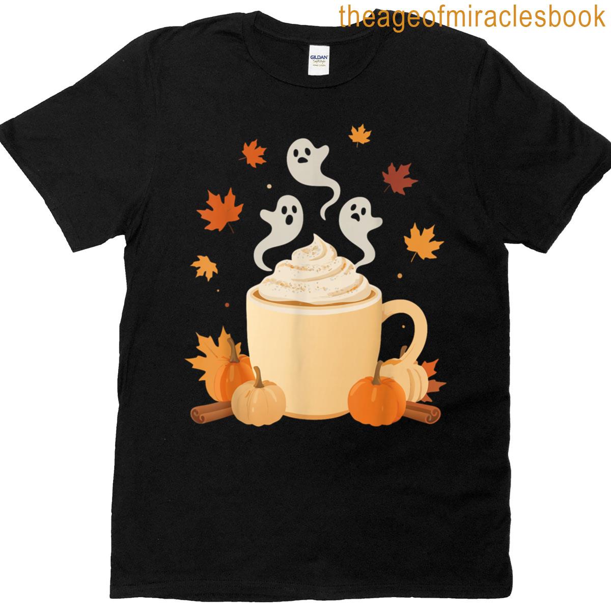 Pumpkin Spice And Everything Nice Latte Ghosts Fall Coffee T-shirt