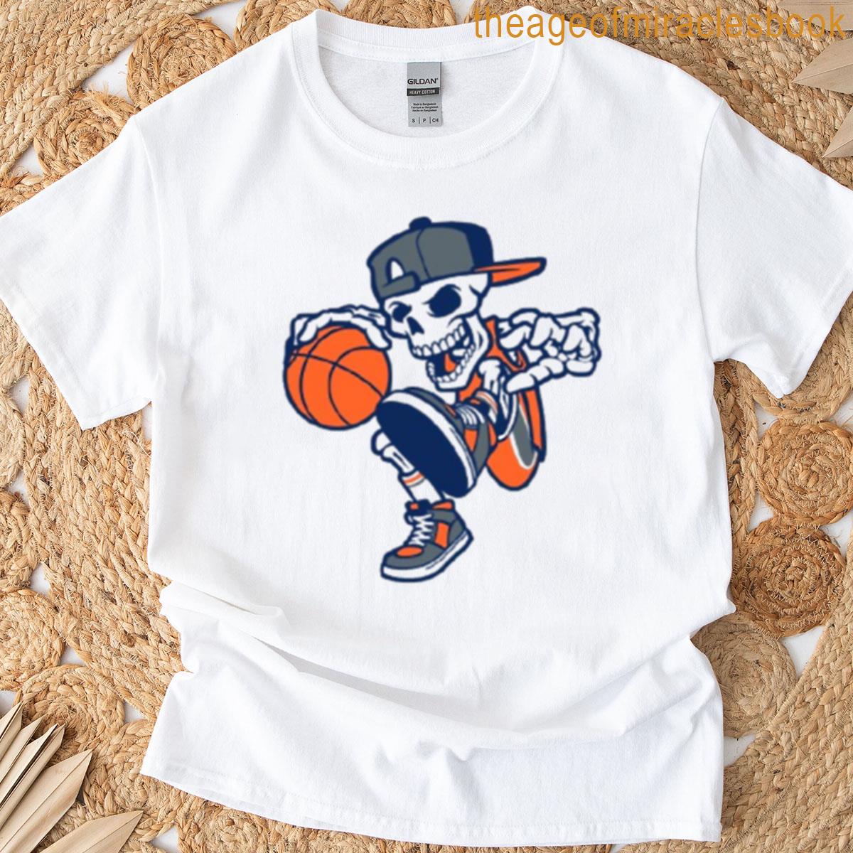 Skeleton Playing Besketball T-shirt