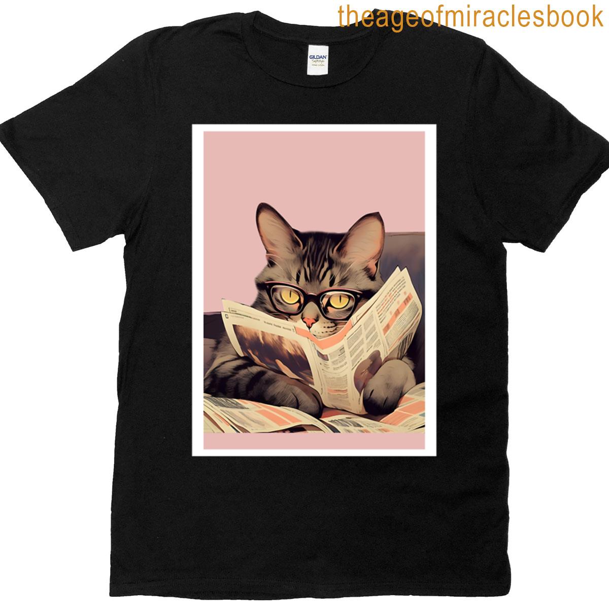 Cat Reading Books T-shirt