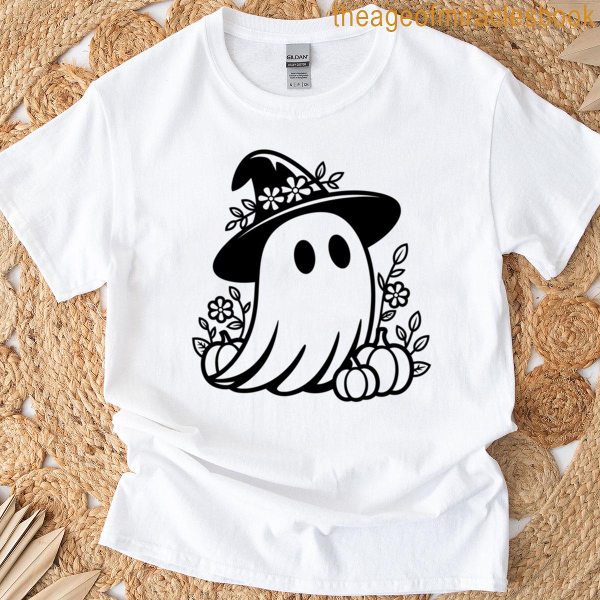 Cute Ghost Boho Fall Floral Aesthetic T-shirt