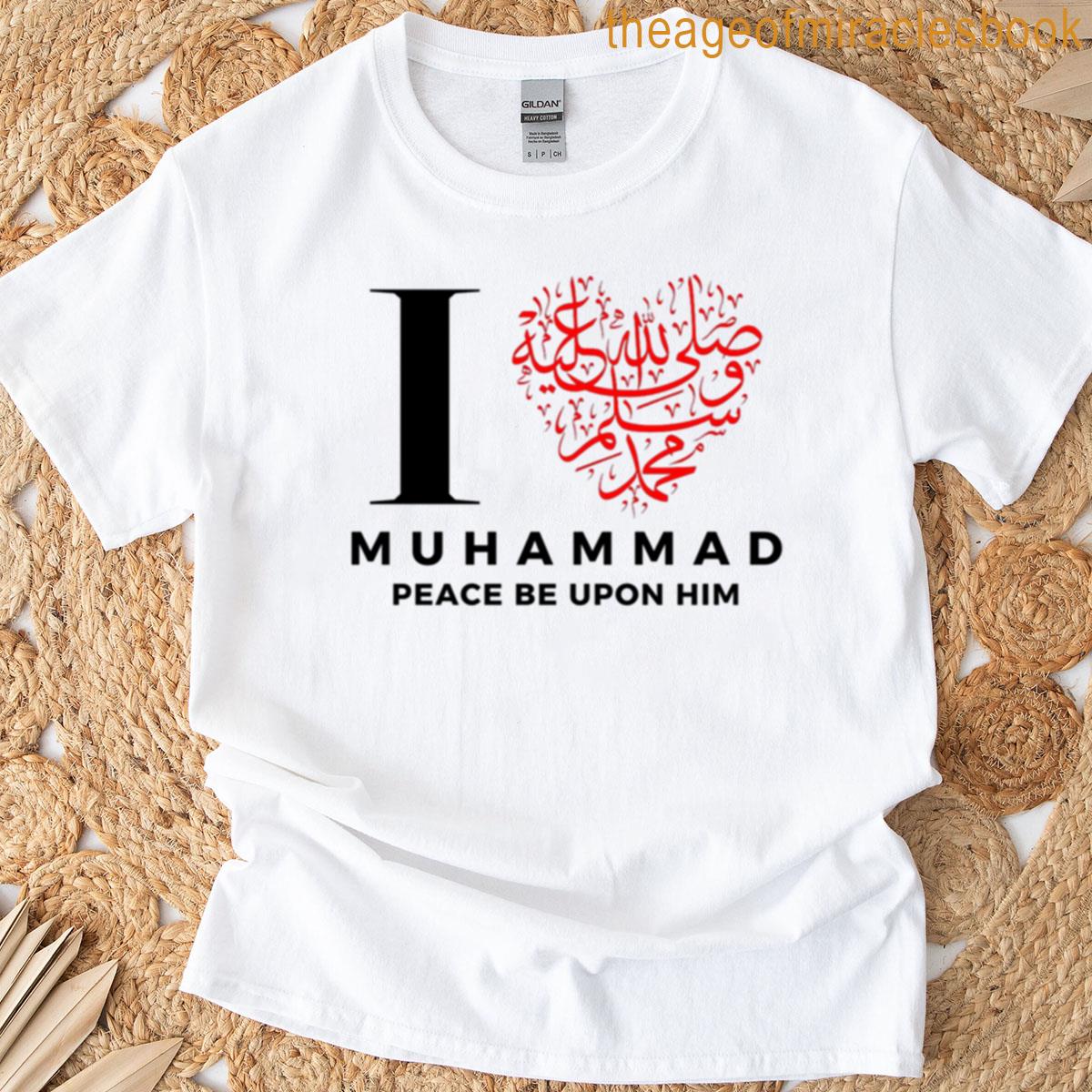 I Love Muhammad Bold Islamic Typography Statement Tee T-shirt