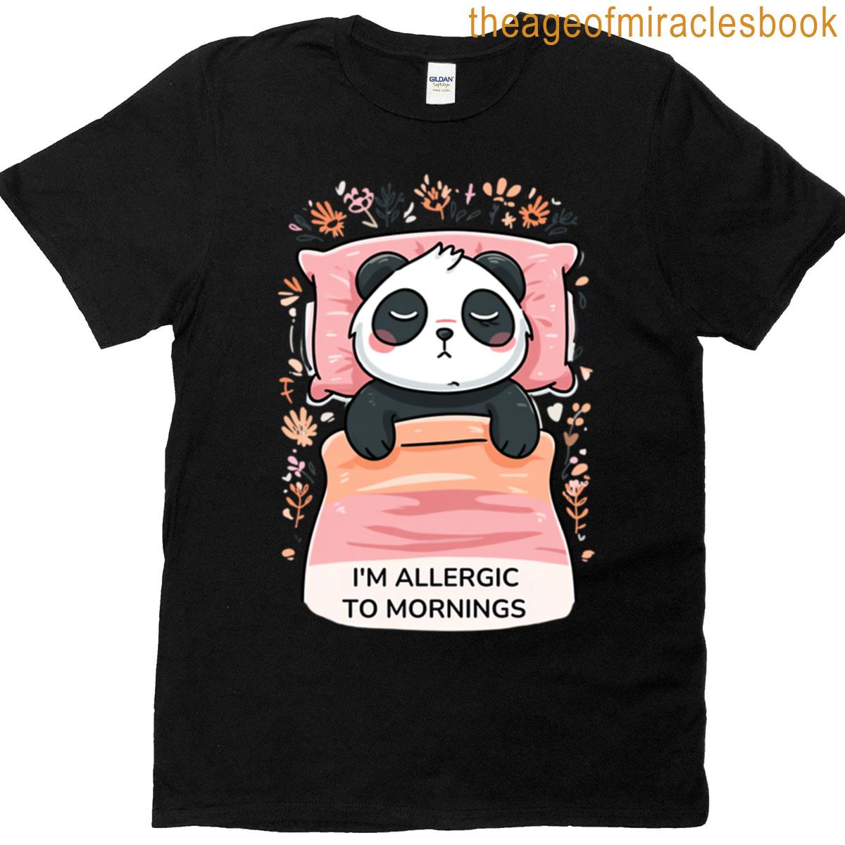 Allergic To Mornings Cute Panda Cartoon Design Oversized T-shirt
