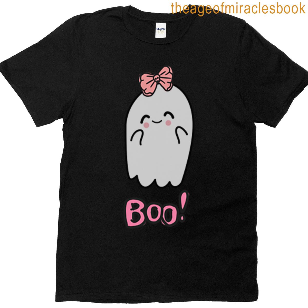 Boo Cute Ghost With Pink Bow T-shirt