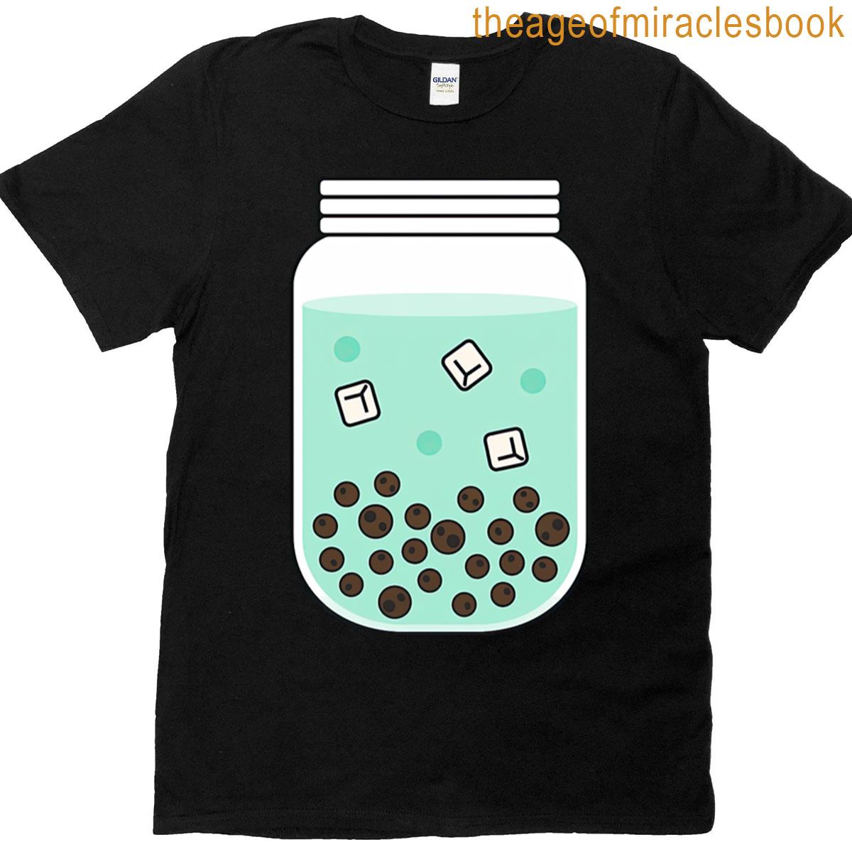 Cute Bubble Tea With Ice Cubes And Tapioca Pearls Oversized T-shirt