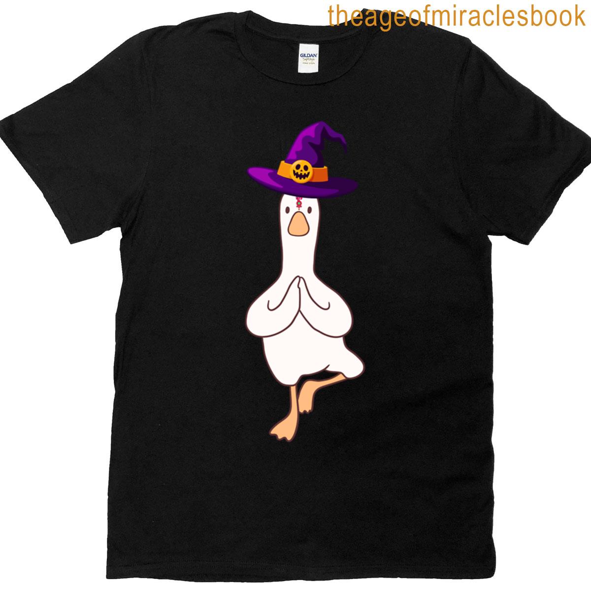 Funny Animals Halloween Duck Doing Yoga T-shirt