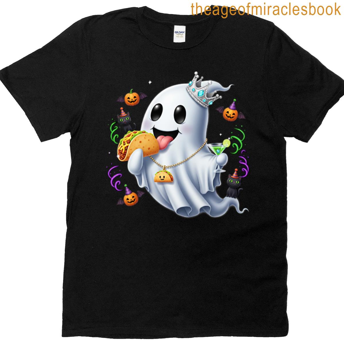 Funny Halloween Ghost Taco Lover Design T-shirt