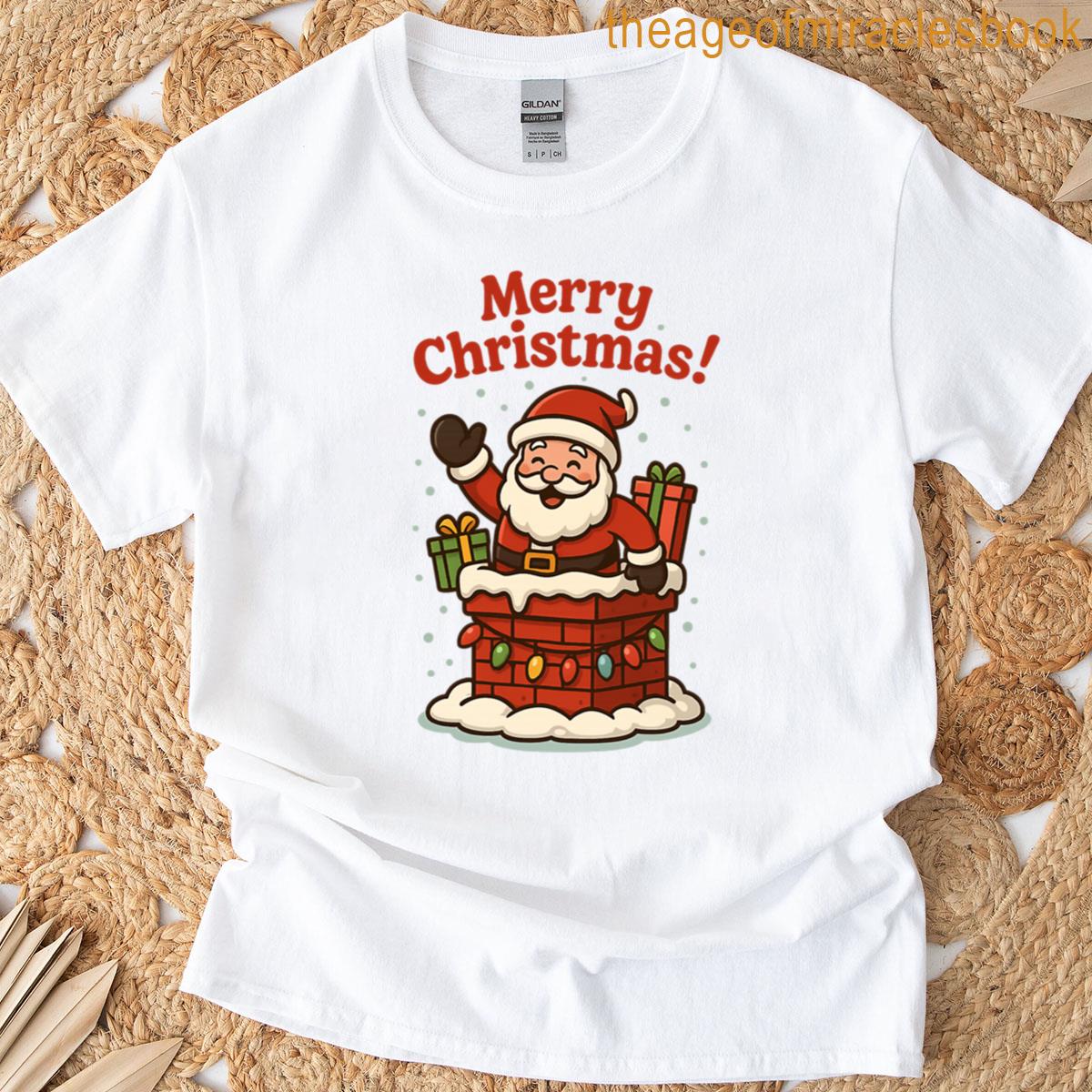 Funny Santa Claus Falling Down Chimney Premium T-shirt