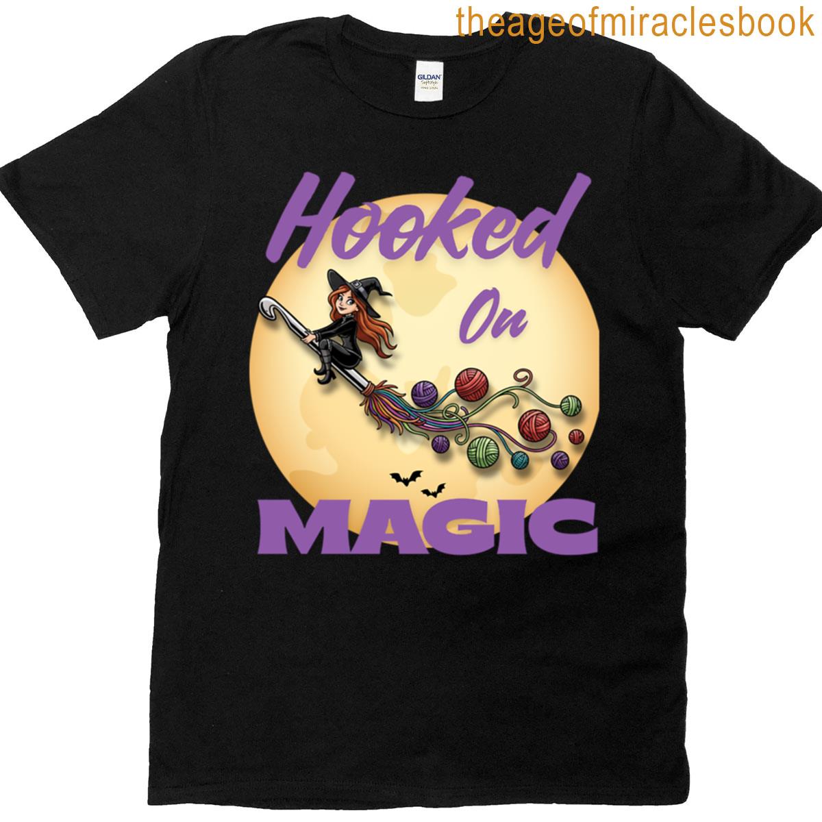 Hooked On Magic Witch Crochet Halloween Design Oversized T-shirt