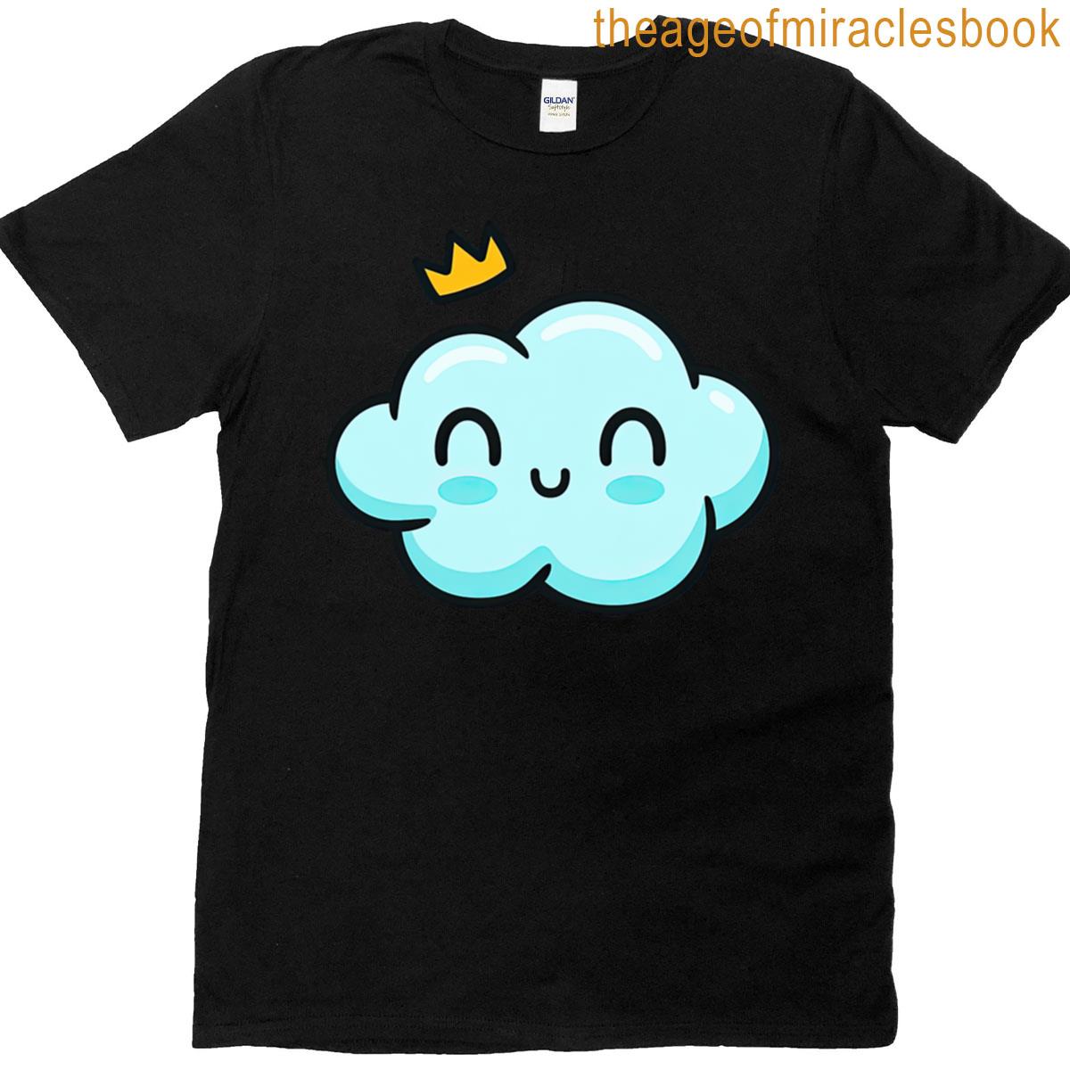 Kawaii Smiling Cloud With Crown Illustration T-shirt