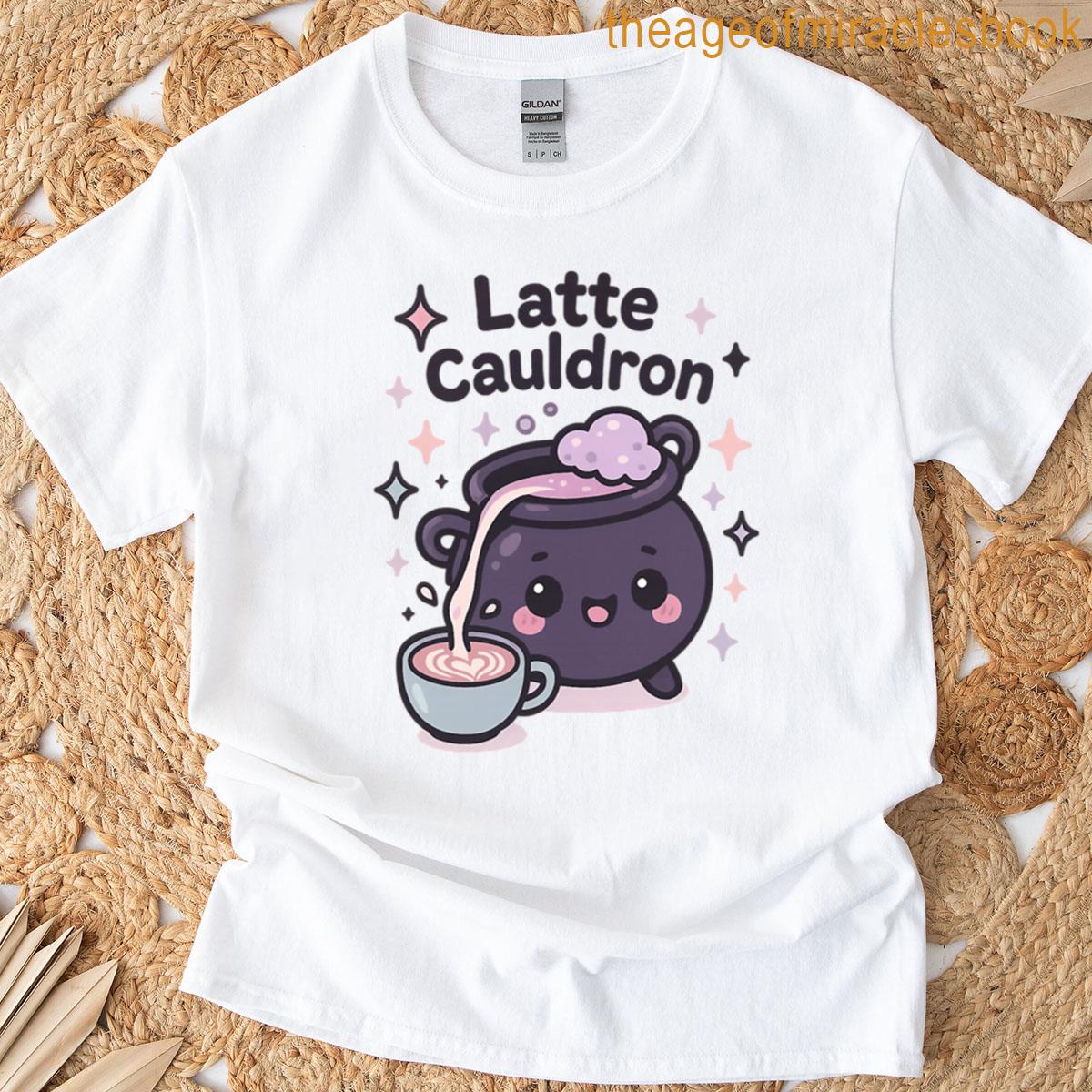Latte Cauldron Kawaii Witch Caf Design Oversized T-shirt