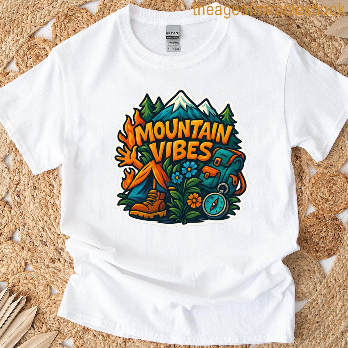 Mountain Vibes Cartoon Adventure Illustration T-shirt