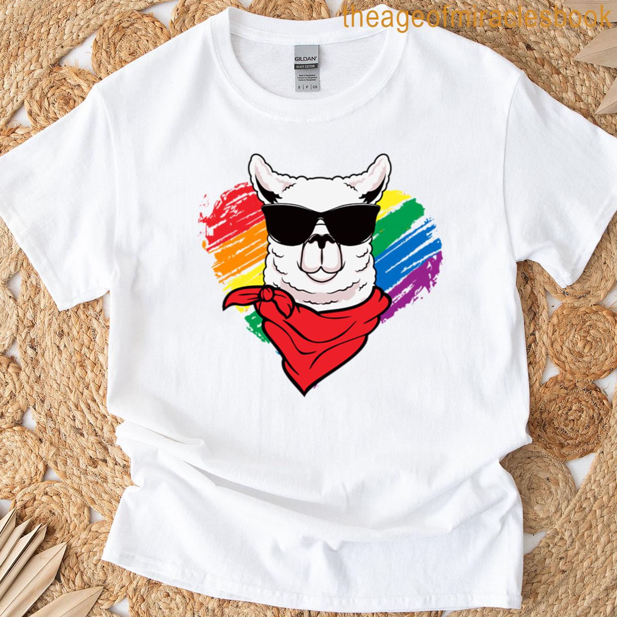 Rainbow Heart Llama Funny Cute Llama Lovers T-shirt