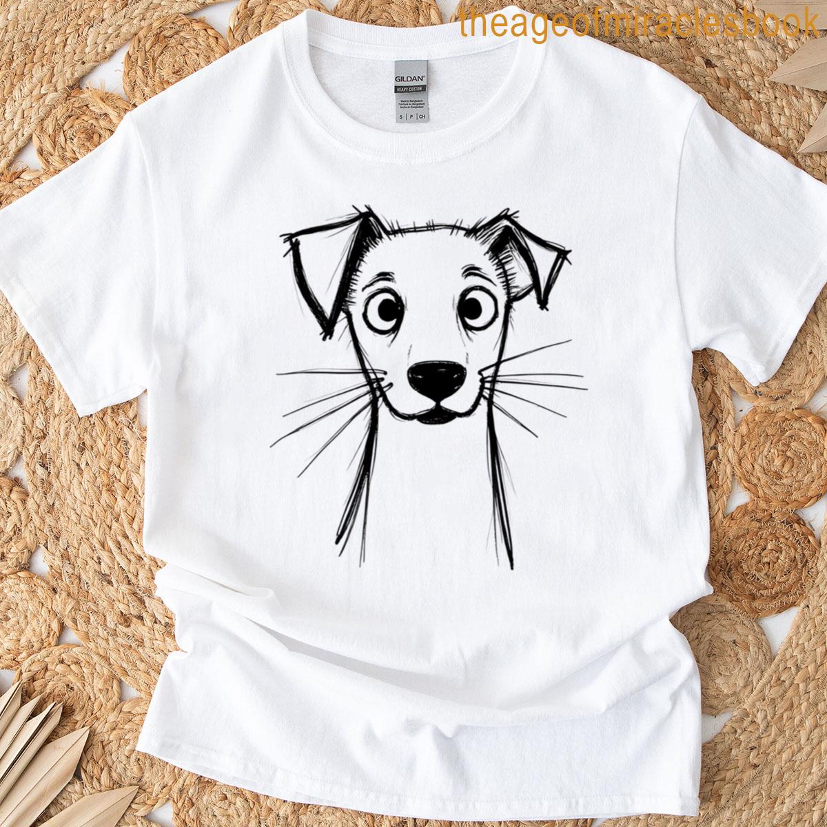 Scruffy Scribble Dog Hand-drawn Puppy Face Sketch T-shirt