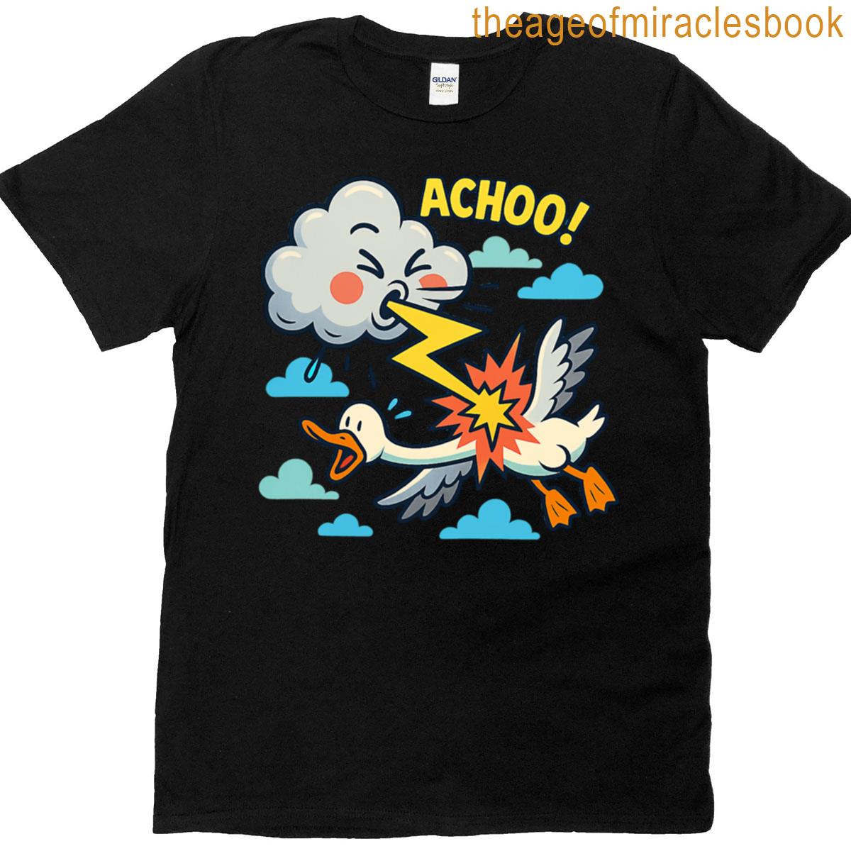 Sneezing Cloud Lightning Zap Duck T-shirt
