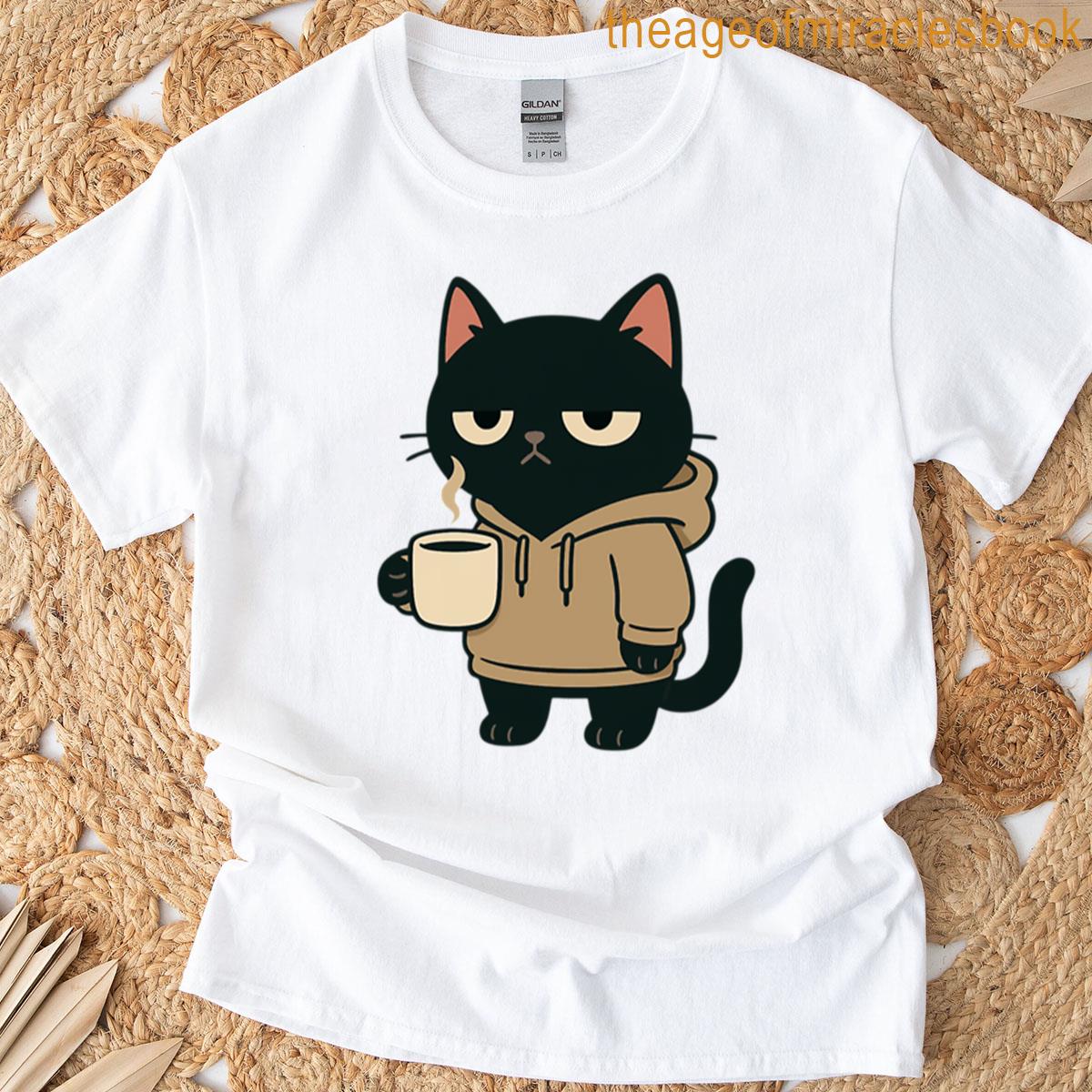 Tired Coffee Cat Mood Morning Brew T-shirt
