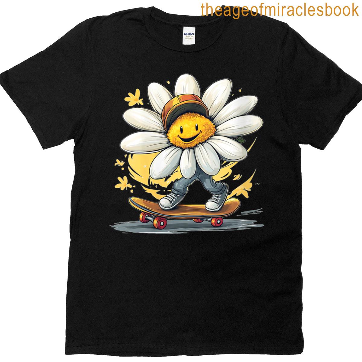 Womens Happy Skateboard Daisy T-shirt