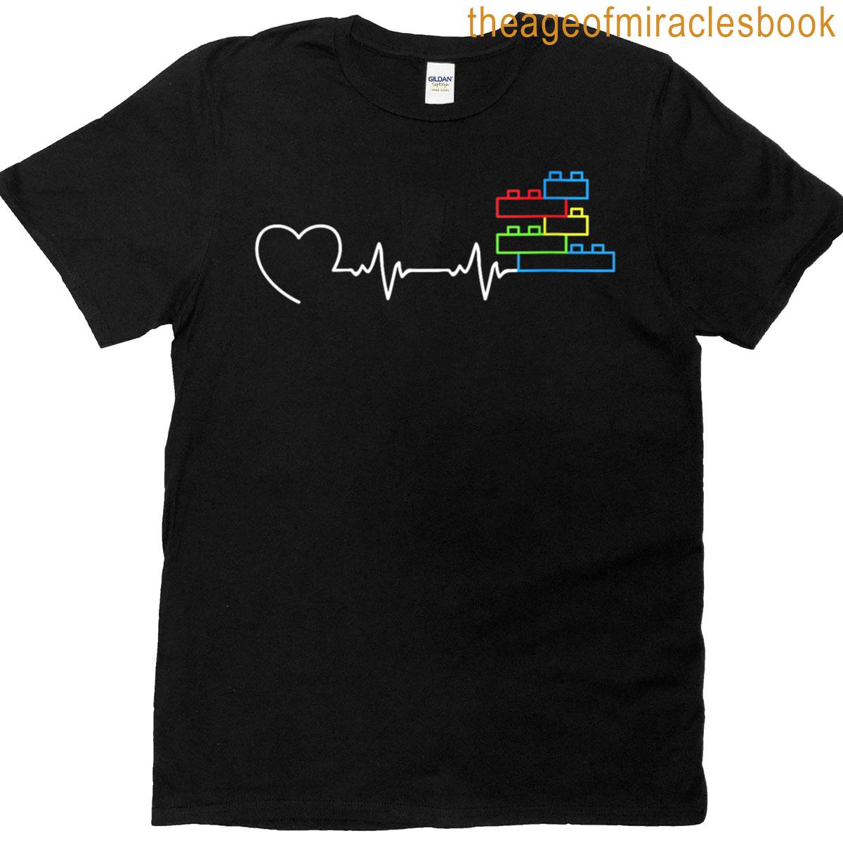 Womens Heartbeat Master Builder Funny Bricks Blocks Geometric Lover T-shirt