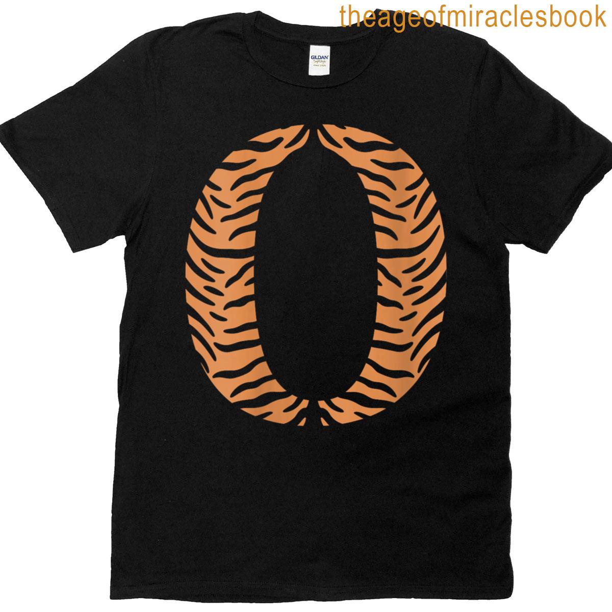 Womens Letter O Tiger Cat Skin Print Pattern Initial Name Monogram T-shirt