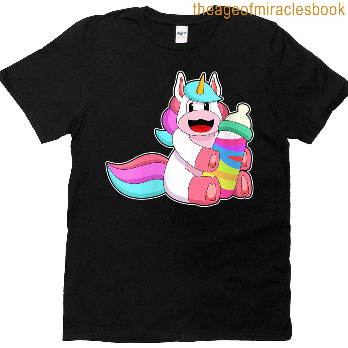 Womens Unicorn Baby Bottle T-shirt