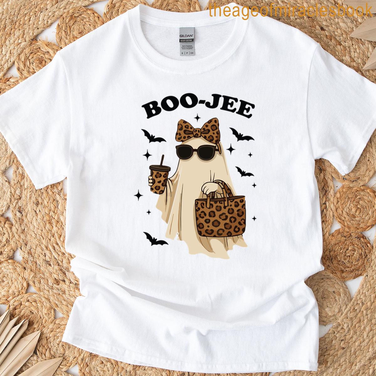 Coquette Leopard Ghost Coffee Boo-jee Halloween Boujee Ghost T-shirt