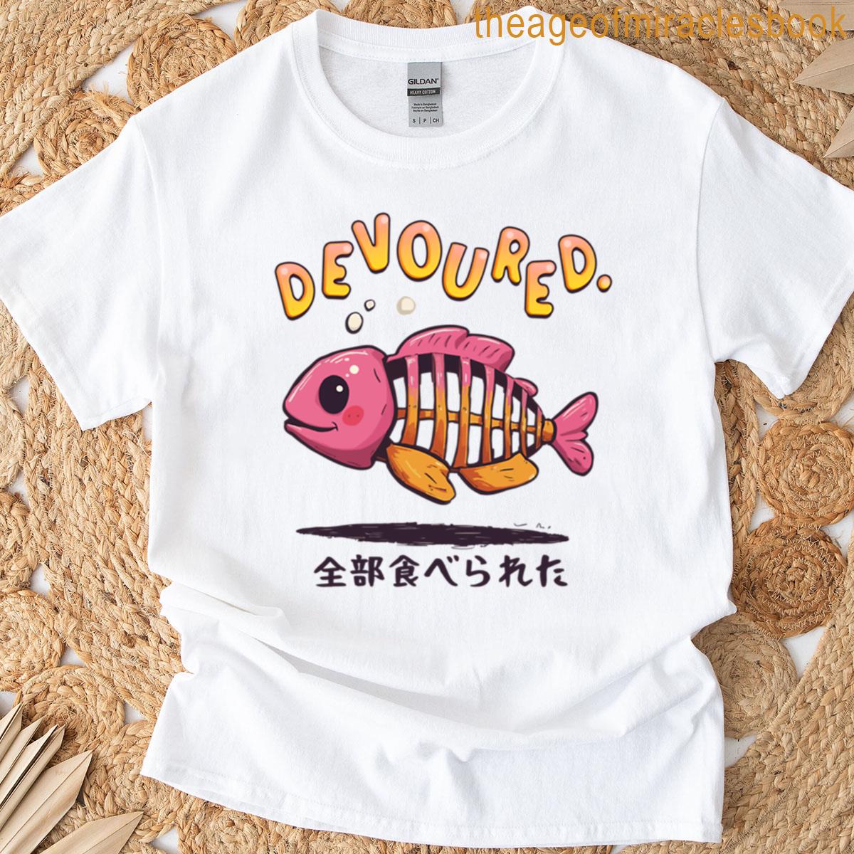 Devoured Fish Funny Food Japanese T-shirt